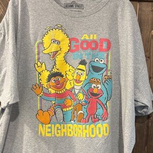 Sesame Street Gray Tee with Colorful Characters